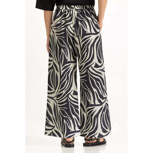Pantalones de pana de cintura alta y pierna ancha para mujer WM-COD-SS25-350B con decoración estampada y cordón incluido - Product Image 1