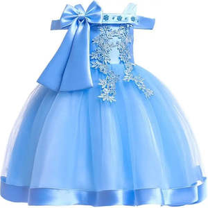 Vestido de Princesa con Bordado para Niñas, Vestido Formal con Lazo Estampado y Decoración de Volantes para Fiestas y Bodas - Product Image 5
