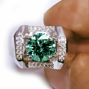 Anillo de compromiso para hombre con diamante moissanita redondo azul de 3,07 quilates de calidad AAA+, plata 925, talla 9, Cus-Jew126 - Product Image 2