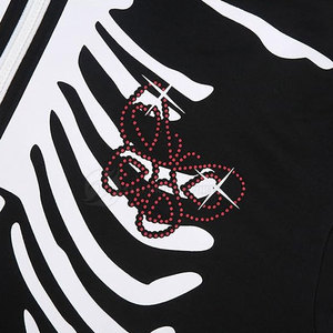 Sudadera con Capucha de Invierno para Mujer, Talla Grande, Forro Polar, 100% Algodón, Adorno de Pedrería, Logotipo Personalizado, Impresión Lisa Teñida, Alta Calidad OEM - Product Image 6