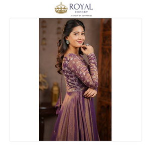 Costume Anarkali en soie Cosmos lourde traditionnelle de haute qualité, avec broderie, pour les occasions de mariage - Product Image 3