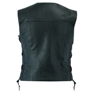 Chaleco de hilo de cuero de piel de cordero para mujer de estilo personalizado moda de invierno fresca con chaleco de motorista cálido cuero de cordero genuino para damas - Product Image 2