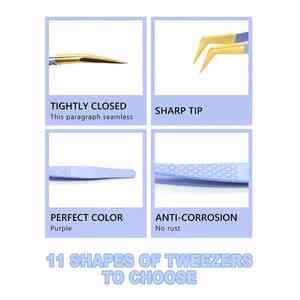 Pinzas de extensión de pestañas de acero inoxidable personalizadas injertadas de calidad superior con puntas de fibra para compradores mayoristas - Product Image 3