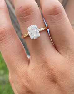 Bague de fiançailles de luxe en or blanc massif 10 carats, taille coussin, cultivée en laboratoire, bijoux hip-hop, clarté VVS, unisexe, certifiée IGI - Product Image 4