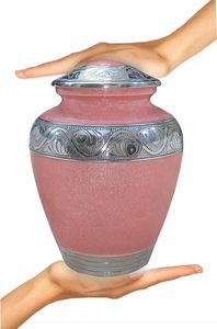 Urne de crémation adulte texturée en émail rose | Urne de crémation adulte texturée en granule | Urne commémorative adulte en cendres humaines, enterrement - Product Image 3