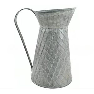 Vase en métal galvanisé de forme ronde avec poignée flexible, style moderne fait à la main, pot à fleurs classique pour table - Product Image 1