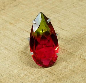Anillo de Cuarzo Sandía, Plata de Ley 925, Gema de Pera, Joyería Hecha a Mano para Mujer, Talla Estadounidense 7, Regalo - Product Image 5