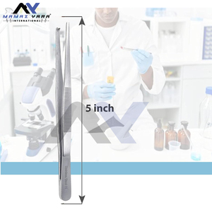 Pinzas para el pulgar de tejido de disección de 5 pulgadas de acero inoxidable Premium, pinzas multiusos de laboratorio, 1x2 dientes de rata Kocher - Product Image 4