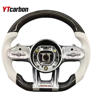 Volant en cuir et fibre de carbone rouge YTcarbon pour G-Class G Wagon A45 <span class=keywords><strong>AMG</strong></span> <span class=keywords><strong>AMG</strong></span> GT <span class=keywords><strong>63</strong></span> G63 <span class=keywords><strong>AMG</strong></span> G500 G550 W202 W202 - Product Image 4
