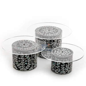 High End Quality Mother of Pearl Inlay Chocolate <b>Tray</b> Serving Seashell Stand Cake Stand for Ramadan and Eid Mubarak Wholesales - Product Image 3