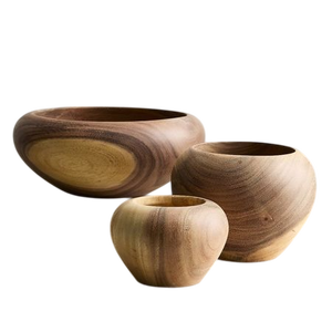 Handmade Designer <b>Large</b> Capacity Acacia Wood Wave <b>Salad</b> <b>Bowl</b> Serving Utensils for Home or Restaurant Use - Product Image 2