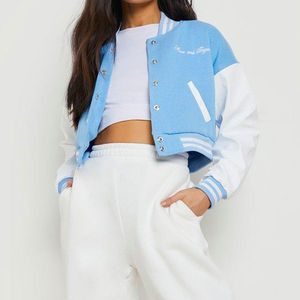 Veste courte tendance pour femmes, manches longues, coupe courte, décontractée, tendance, couleur personnalisée, veste de baseball chaude - Product Image 5