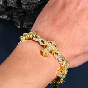 Baguette Cut Colorless Moissanite Diamond Iced Out Hip Hop Infinity <b>Bracelet</b> In 925 <b>Silver</b> <b>Cross</b> <b>Bracelet</b> In 925 <b>Silver</b> Jewelry - Product Image 2