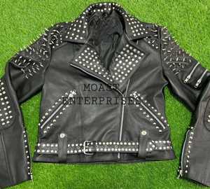 High Quality Customizable Cow Skin Leather Jacket Logo <b>Vintage</b> Style Denim Fabric Plain Dyed Zipper Winter OEM Service Available - Product Image 2