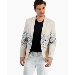 Blazer slim fit da uomo INC con motivo floreale, colore grigio, taglia L - Product Image 3