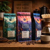 Sacs personnalisés AT PACK de 12 oz (2 lb) avec fermeture à lien métallique pour l'emballage du café, sacs à café à soufflets latéraux avec valve pour torréfacteurs de café