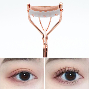 Recourbe-cils séparé en argent avec logo personnalisé de haute qualité avec outil de maquillage de peigne intégré en acier inoxydable sans sertissage - Product Image 2