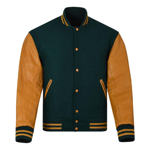 Veste universitaire OEM en chenille personnalisée avec patchs vintage en cuir à manches et blocs de couleurs pour hommes, tendance hivernale - Product Image 1