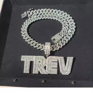 Colgante de Hip Hop personalizado, colgantes de plata de ley 925, probador de diamantes VVS Moissanite, colgante de nombre de letra Ice Out - Product Image 3