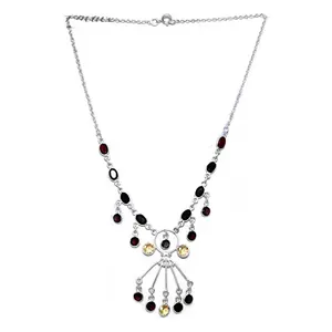 Collier de mode en argent 925 pour femmes, avec pierres précieuses multiples, bijoux imposants - Product Image 2