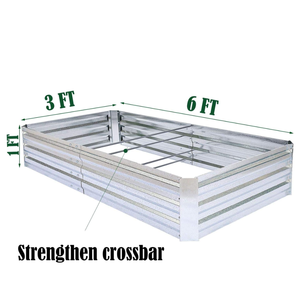 เตียงยกสูงทำจากเหล็กชุบสังกะสีทรงสี่เหลี่ยมกระถางต้นไม้สำหรับตกแต่งบ้านขนาดกล่องสำหรับใช้กลางแจ้งในร่ม - Product Image 5