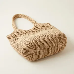 Bolso Tote de Rafia Ecológico Hecho a Mano para Mujer, Color Sólido, Estilo Dama, para Playa, Viajes y Compras, con Logotipo Personalizado - Product Image 5