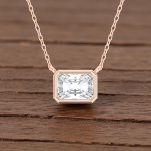 จี้เพชรทรงเรเดียนท์คัท 1.00 กะรัต เพชรเลี้ยงในห้องปฏิบัติการ ตัวเรือนทองคำแท้ 10K/14K/18K หลายสี ระดับความสะอาด F-G/VS ทรงกรอบ หรูหรา - Product Image 3