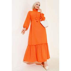 ชุดผ้าลินินติดกระดุมครึ่งหนึ่งสีส้ม - Product Image 2