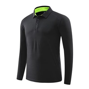 Nuevo Material 86% poliéster 14% Spandex hombres mujeres Unisex manga larga Camiseta Polo personalizado - Product Image 4