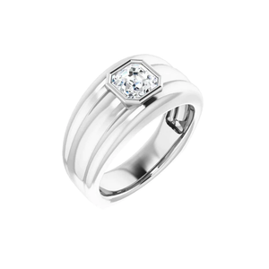 1 Ct Asscher Cut Solitaire Moissanite Wedding <b>Ring</b> for Men Served with a <b>Moonstone</b> Elegant Bague De Mariage - Product Image 1
