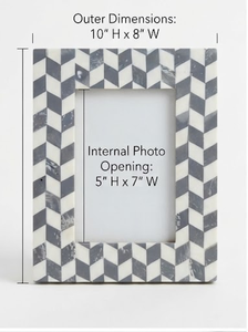 Modern Geometric MDF Photo <b>Frame</b> Rectangle Vertical Tabletop Display Gray <b>White</b> Resin Pattern - Product Image 2
