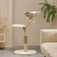 Arbre à chat en bois écologique, tour à chat multi-niveaux avec grattoir en corde et lit, exporté du Vietnam