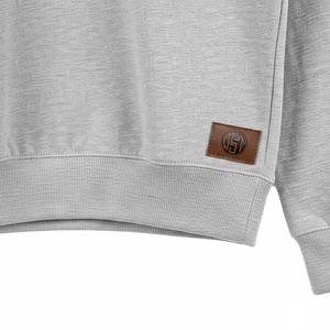 Sweat-shirt en polaire unisexe à col rond imprimé sur mesure, hiver, ODM, gris, impression de marque, broderie, étiquette privée - Product Image 4