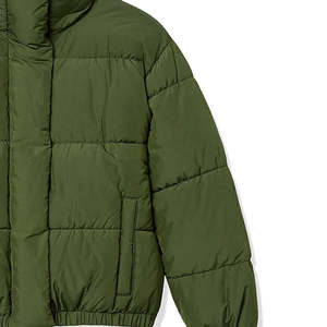 Coupe décontractée grande taille femmes recadrée bulle doudoune veste peau de mouton garniture toile fermeture à glissière-confortable doux matelassé - Product Image 6