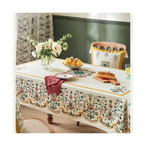 Blue Striped Soft Stylish GOTS Certified Woven Embroidered Customized Disposable Oilproof Waterproof <b>Tablecloth</b> 60x84 Inches - Product Image 6
