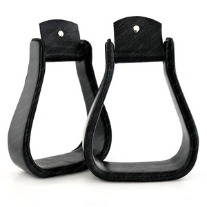 Estribo de caballo de cuero con logotipo personalizado, estribo occidental con cordones, estribos de carreras de aluminio para montar a caballo, equitación - Product Image 1