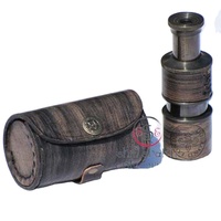 Télescope Tanishka d'exportation en laiton noir électroplaqué, style vintage antique, avec étui en cuir, fabriqué à la main, type jumelles nautiques pour l'observation des oiseaux