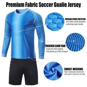 Camisetas y tops acolchados de portero con diseño de sublimación personalizado, conjuntos deportivos de ropa de fútbol de poliéster para hombres - Product Image 3