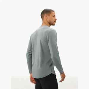 Buttery Soft 62% Polyester 33% Cotton 5% Long Sleeves <b>Henley</b> Curve <b>Henley</b> <b>Shirt</b> - Product Image 2
