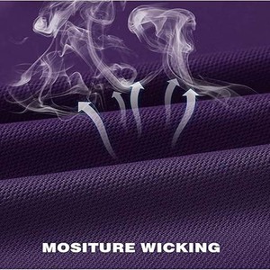 Polos para hombre con bolsillos de manga corta de secado rápido transpirable cuarto de cremallera Golf deportes cuello verano Camisetas Color púrpura - Product Image 3