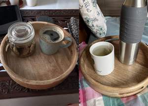 Vente chaude Grand Plateau De Service Double En Bois D'acacia Fabriqué À La Main Laque Finition Servir Fruits Secs Légumes Cuisine Salon - Product Image 4