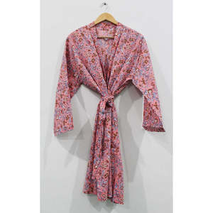 Bata Kimono Floral para Mujer, Estampado a Mano, 100% Algodón, Tejido Suave, Estilo Casual, Talla XS, para Familias, Lote al por Mayor - Product Image 2