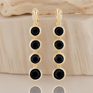 ต่างหูประดับอัญมณีหลากสีสีดำและ925สเตอร์ลิงเงิน18K ชุบทองวัสดุสำหรับผู้หญิงและเด็กผู้หญิง - Product Image 4