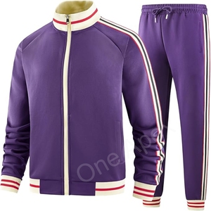 Conjunto de chándal de estilo para hombre, chaqueta ajustada con cremallera para correr, ropa deportiva con logotipo personalizado, chándal Premium de algodón 100% - Product Image 1