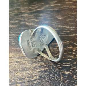 South Hill <b>Turquoise</b> Sterling Silver <b>Ring</b> Size 9.5-Princess Cut Geometric Fine Jewelry for Everyday Wear - Product Image 5