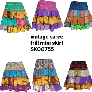 Falda Sari Bohemia moderna india, minifalda informal de seda de estilo Vintage, tela transpirable ecológica, diseño recto de cintura Natural - Product Image 2