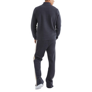 Survêtement d'hiver pour hommes de haute qualité à capuche uni avec logo noir en deux pièces en polyester et coton écologique respirant pour adultes - Product Image 2