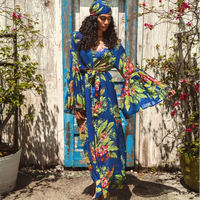 Ladies Floral Printed Multicolor Long Beach Kaftan Dress Kaftan Beach Coverup