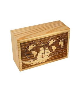 Handcrafted World Map Peace Wooden Cremation Urns <b>for</b> Human <b>Ashes</b> Adult Large - Tree of Life Funeral Urn <b>Box</b> - Burial Urns - Product Image 2
