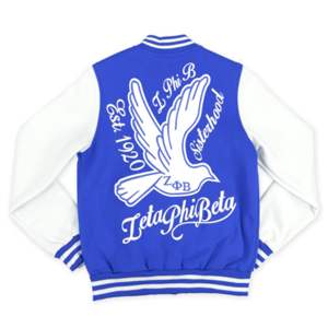 Veste polaire ZPB-Blanc et bleu royal | 60% coton 40% polyester | Veste Zeta Phi Beta avec logo brodé sur le devant et impression - Product Image 2